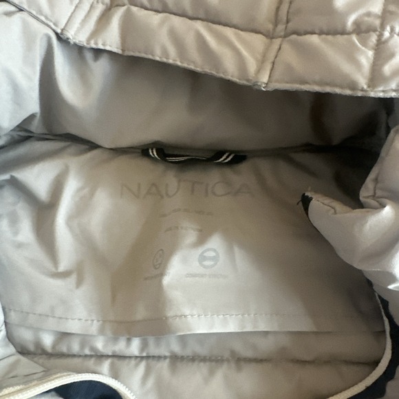 Womens Nautica Gray Silver XL Puffer Jacket Detachable Hood Fleece Pocket - Picture 11 of 14